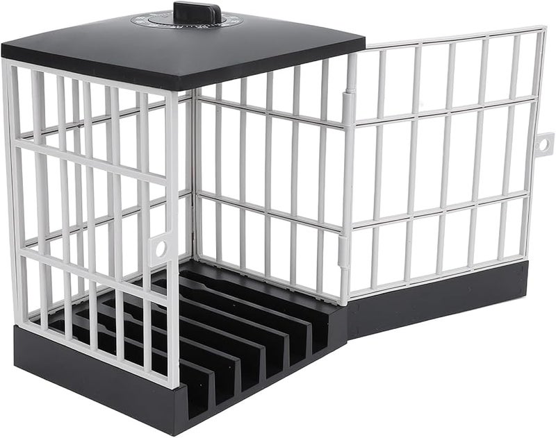 سجن الهاتف صندوق قفل منظم مؤقت حامل قفص أسود ورمادي 15x19x13 سم - Image 3