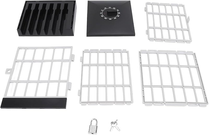 سجن الهاتف صندوق قفل منظم مؤقت حامل قفص أسود ورمادي 15x19x13 سم - Image 1