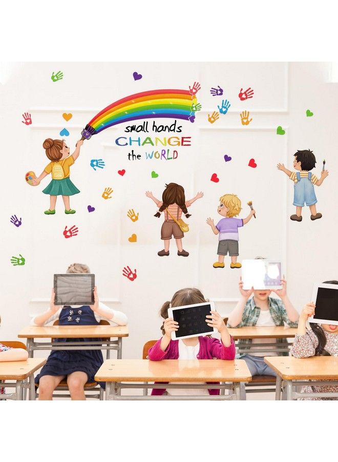 CANIPHA 2Pcs Rainbow Wall Decals Wall Stickers For Kids Inspirational Quotes Small Hands Change The World Playroom School Classroom Nursery Preschool Wall Stickers Girls Bedroom Wall Stickers Decor  - Image 5