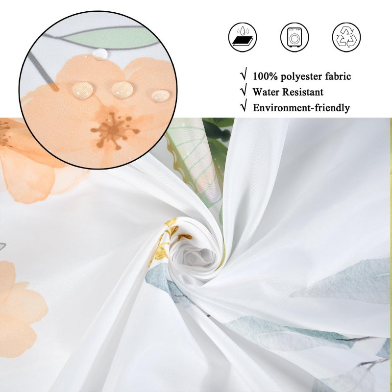 Caheansi Spring Shower Curtain, Colorful Flower Hummingbirds Butterflies Green Watercolor Leaf Botanical Bathroom Curtain Waterproof Fabric Machine Washable with Hooks, 72" Wx72 L - Image 4