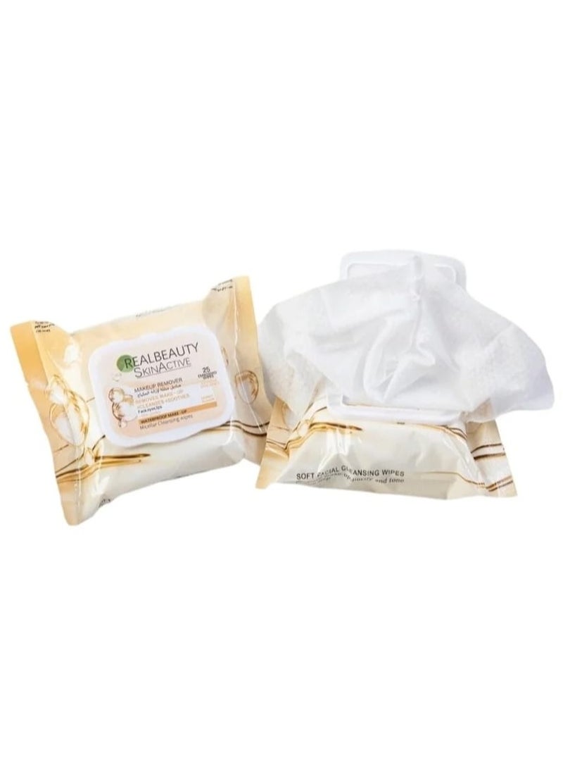 REAL BEAUTY Pure Clean Makeup Remover Wipes 25 Piecess 