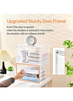 CityRiya-Long Large Shoe Storage Box Clear Stackable Shoes Organizer Plastic Sneaker Storage Box for Closet Shoe Box Shoe Container Organization Shoe Rack with Magnetic Door (White 10 PCS)  - Image 4