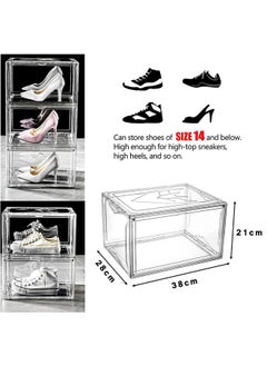 CityRiya-Long Large Shoe Storage Box Clear Stackable Shoes Organizer Plastic Sneaker Storage Box for Closet Shoe Box Shoe Container Organization Shoe Rack with Magnetic Door (White 10 PCS)  - Image 5