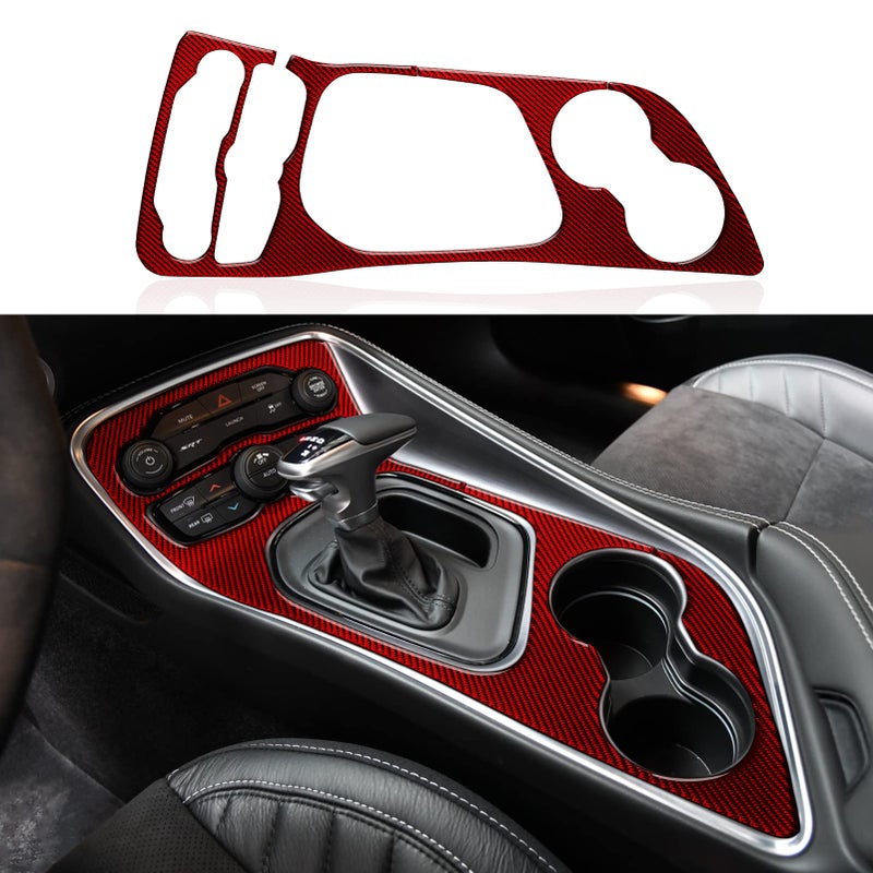 BRMYL Car Gear Shift Panel Decals for 2015 2016 2017 2018 2019 2020 2021 2022 2023 Dodge Challenger Accessories Carbon Fiber Stickers