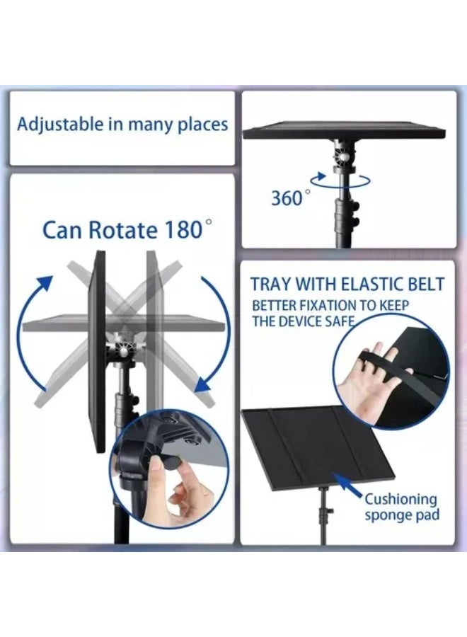 حامل بروجيكتور تلاتي بعجلات، حامل لاب توب تلاتي متحرك، حامل بروجيكتور قابل لتعديل الطول من ٢٣.٦ لـ ٥١ بوصة، حامل بروجيكتور تلاتي للمكتب والمنزل، حامل لاب توب أرضي محمول، اسود - Image 4
