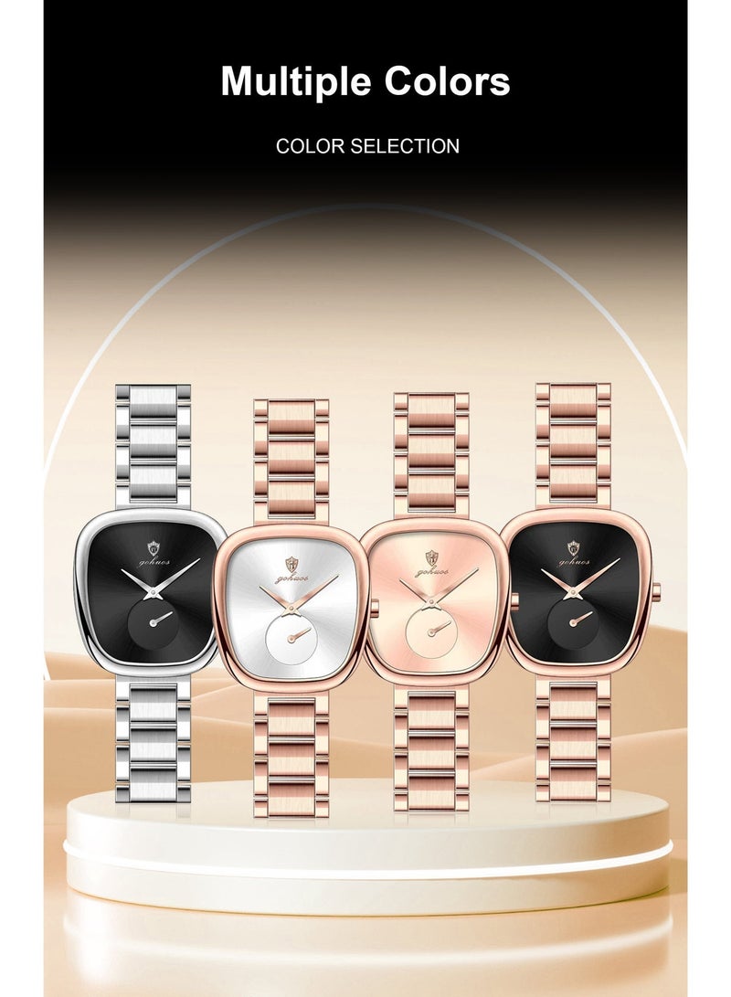 GOHUOS Women's Quartz Watch, Top Brand Luxury Fashion Ladies Stainless Steel Band Waterproof Analog Wrist Watch - 34mm - Rose Golden/Black - Mother or Girlfriend Gift & Eid Ramadan Gifts - Image 5
