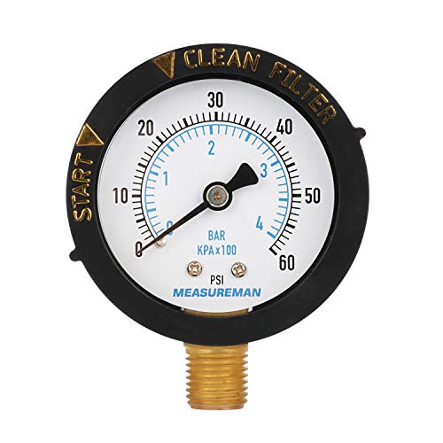 MEASUREMAN 2” Pool Filter Pressure Gauge, 60 PSI, 1/4” NPT Bottom Mount – Pool Pump Pressure Gauge for Swimming Pool, Spa, Aquarium, and Valve Filter - Image 3