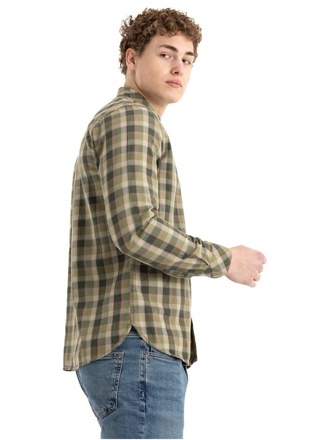 clever - Shirt Men's, Stylish, Oxford Cotton , Green , Multicolor - Image 1