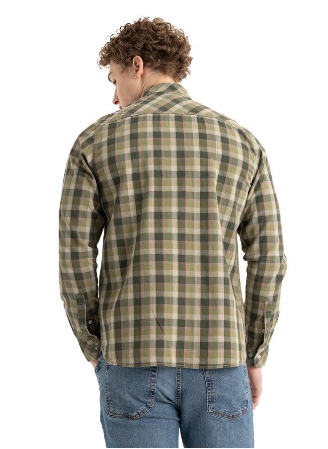 clever - Shirt Men's, Stylish, Oxford Cotton , Green , Multicolor - Image 1