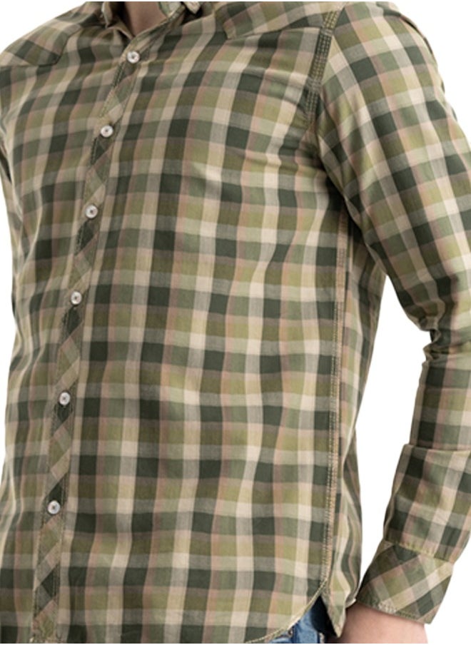 clever - Shirt Men's, Stylish, Oxford Cotton , Green , Multicolor - Image 1