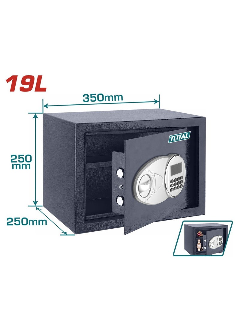TOTAL 19L Digital Lock Safe Box – 10kg Steel, Secure Storage for Money, Jewelry, and Documents - Image 2