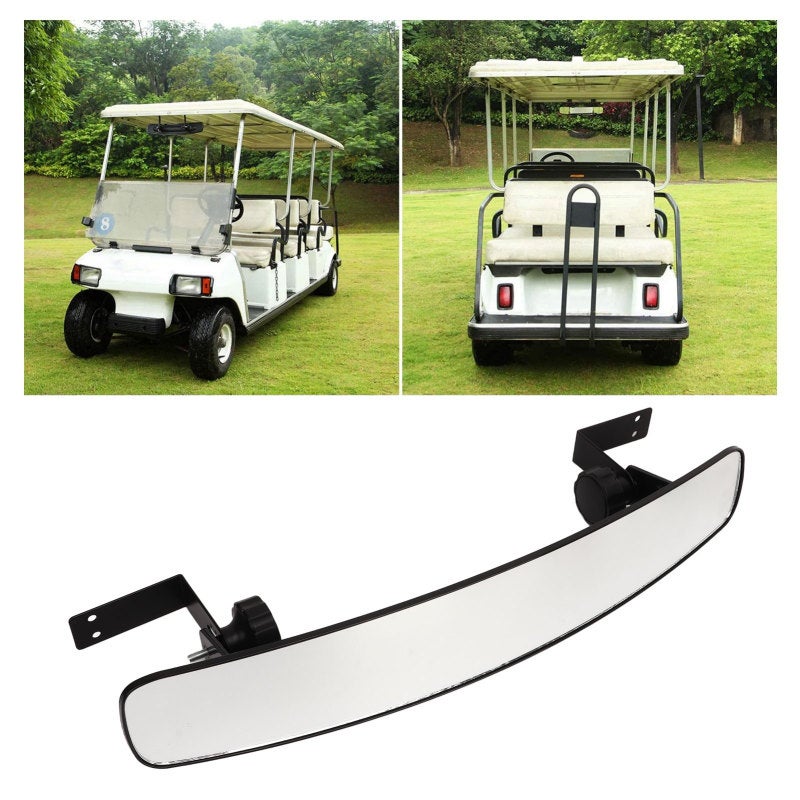 Golf Cart Rear View Mirror 2.75 X 16.5in Curved Design - 150 Degree Wide Angle View Universal Golf Mirror for Golf Cart Safety, Club Car, E-Z-GO, Star Carts, Zone Carts - Image 1