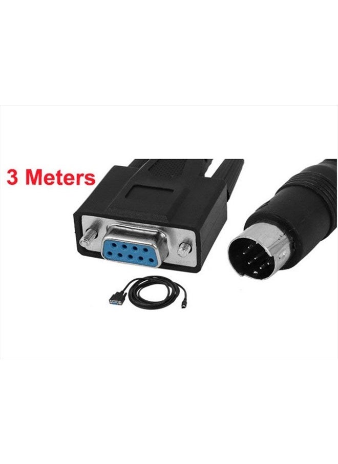 xjs - Mini Din Male Connector PLC Programming Adapter Cable 3 Meters 10Ft Length (RS232 DB9 to 8P) - Image 1