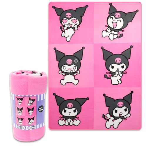 Hello Sanrio Kuromi Blanket Bundle - Kuromi Blanket Throw Bundle with Hello Kitty Stickers and More for Kids Toddlers Children (Hello Kitty Fleece Blanket) 45” x 60” - Image 2