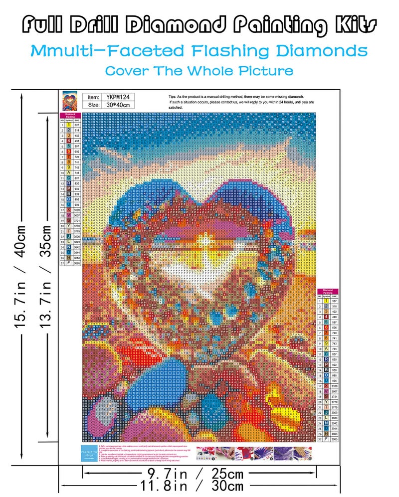 KINPLUB 5D Diamond Painting Kits for Adults, Color Heart Shape Stone Diamond Art Kits for Beginners, DIY Full Round Drill Love Beach Paint with Diamonds Dots Gem Art, Home Wall Decor 12 x 16 Inch - Image 2