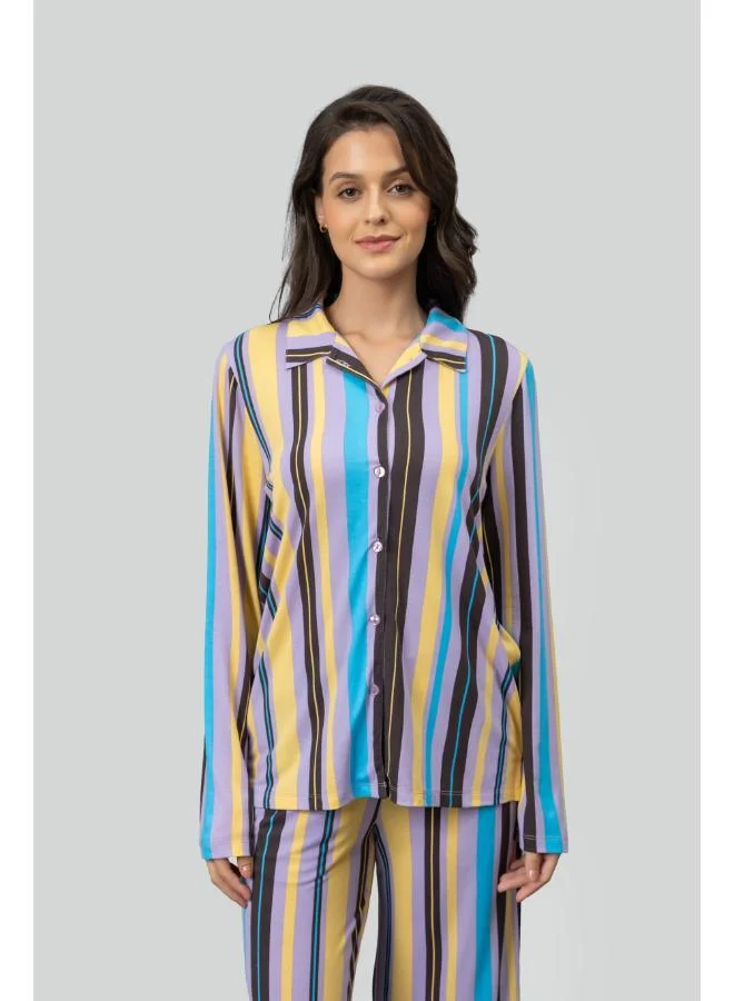 NeceSera Striped Lounge Modal Shirt