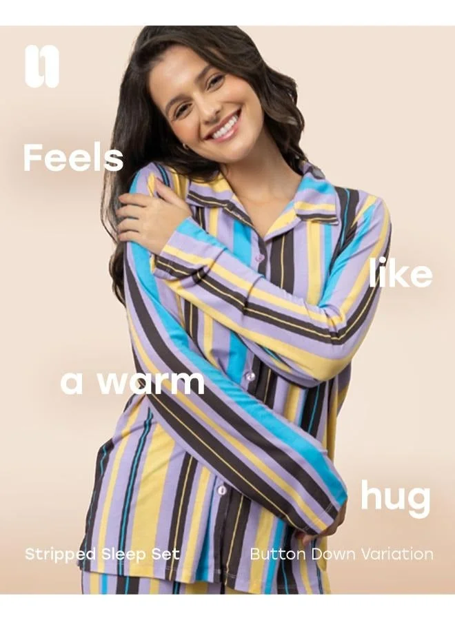NeceSera Striped Lounge Modal Shirt