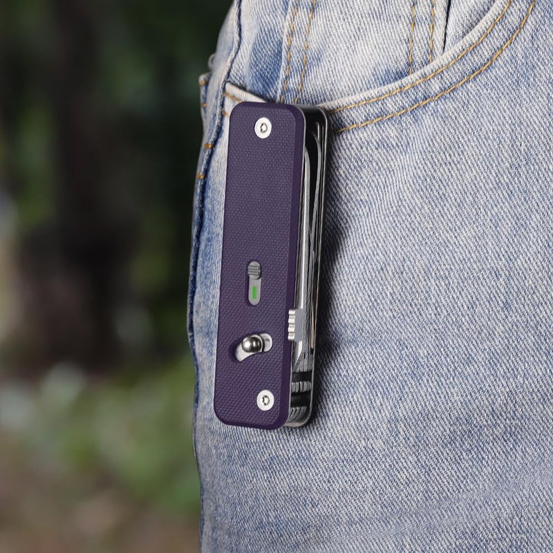 ROXON S503G 9 in 1 Mini Multi Tool EDC Pocket Knife Multitool with G10 Handle,Scissors,Screwdriver,Threader,Awl, Flat Screwdriver,Ruler,Tweezers for Outdoors Fishing Camping,Gifts for Men (Purple) - Image 3