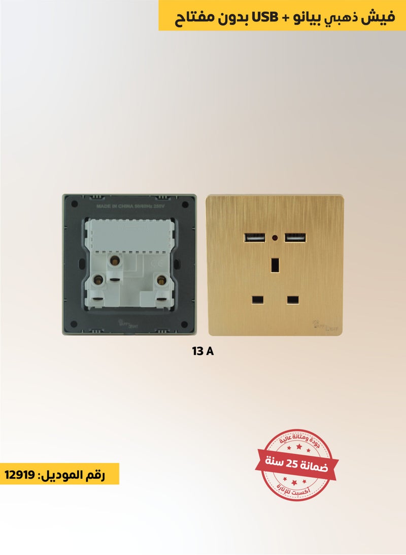 13A+USB Keyless Gold Piano Keyless Fish with exquisite details and piano key lines