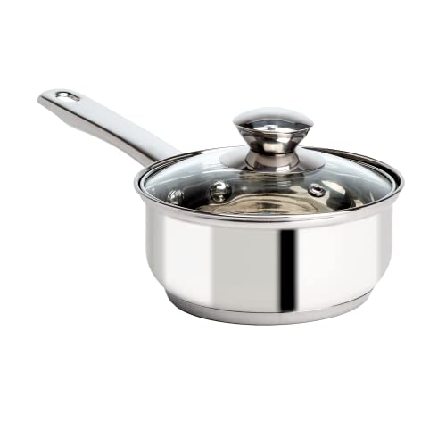 Ecolution Stainless Steel Sauce Pan, Encapsulated Induction Ready Cooking Pot with Glass Lid, Oven Safe, Dishwasher Safe Soup Pot, 1-Quart - Image 1