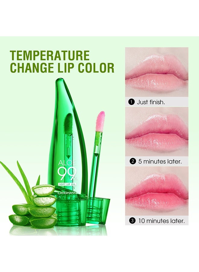 LANGMANNI Aloe Lip Oil,  Magic Color Changing Lipstick Long Lasting Nutritious Lip Oil Lips Moisturizer Aloe Vera Lip Stick Color Change Lip Gloss Mood Lipstick Lips Shine Primer Lip Balm - Image 3