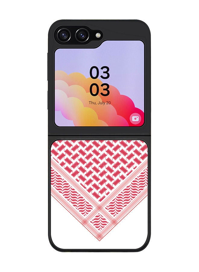 Stylizedd Rugged Black edge case for Samsung Galaxy Z Flip5, Slim fit Soft Case Flexible Rubber Edges Anti Drop TPU Gel Thin Cover -  Victory Shemag (Red) - Image 1