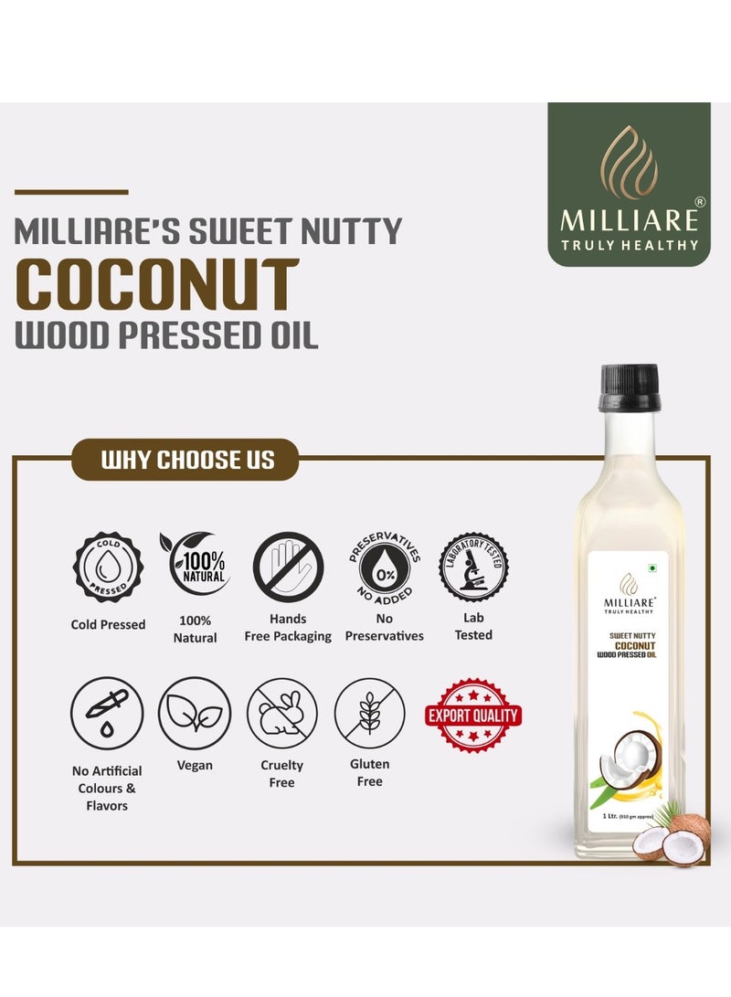 Milliare Coconut Wood Pressed Oil - 100% Pure and Natural | Premium Grade Oils for Body, Skin,Hair & massage | Natural Essential Oil | 250 ml | Made in India - Non Preservative Oil - Image 4
