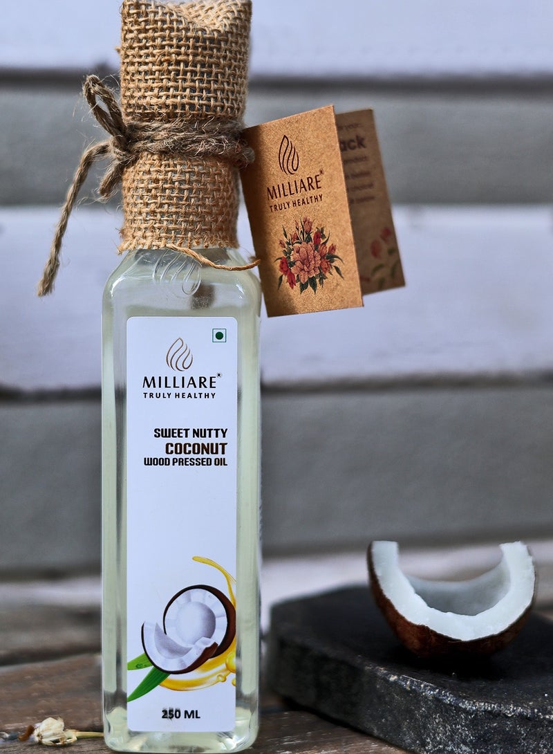 Milliare Coconut Wood Pressed Oil - 100% Pure and Natural | Premium Grade Oils for Body, Skin,Hair & massage | Natural Essential Oil | 250 ml | Made in India - Non Preservative Oil - Image 3
