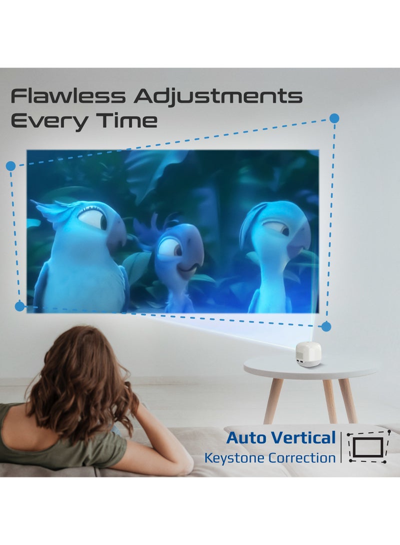 بروميت جهاز عرض بروجيكتور محمول بدقة عالية، يدعم 4K، مشاركة الشاشة لاسلكيًا، مكبر صوت مدمج وبلوتوث، تصحيح تلقائي للانحراف، شاشة زاهية، منفذ USB ,HDMI - Image 5