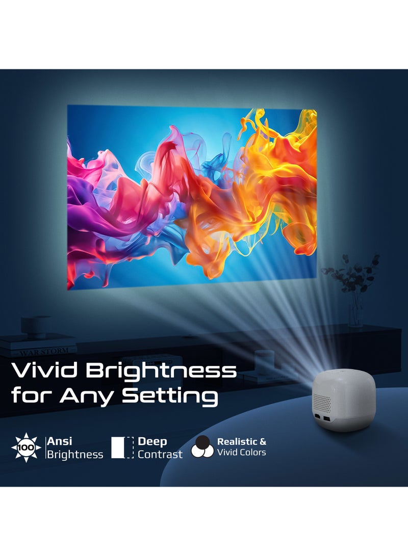 بروميت جهاز عرض بروجيكتور محمول بدقة عالية، يدعم 4K، مشاركة الشاشة لاسلكيًا، مكبر صوت مدمج وبلوتوث، تصحيح تلقائي للانحراف، شاشة زاهية، منفذ USB ,HDMI - Image 4