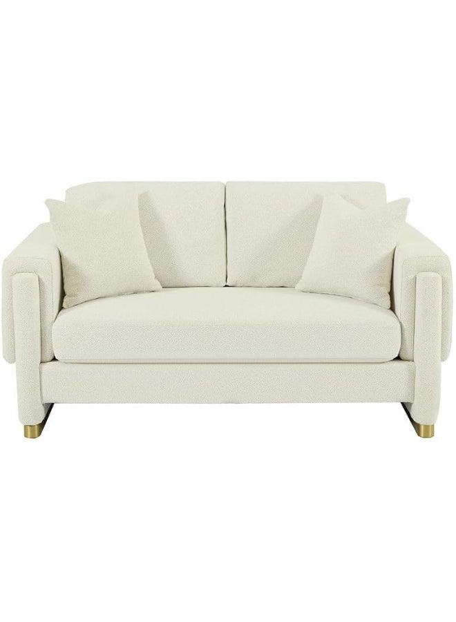 Comfynest Comfynest Eltham 2-Seater Fabric Sofa With 2 Years Warranty 165X92X79Cm White - Image 1