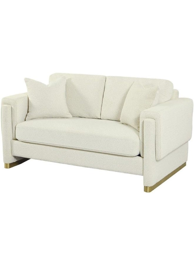 Comfynest Comfynest Eltham 2-Seater Fabric Sofa With 2 Years Warranty 165X92X79Cm White - Image 3