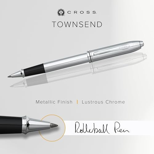 Cross Townsend Refillable Rollerball Pen Presented in a Luxury Gift Box - Medium Point, Black Ink, Lustrous Chrome - Image 2
