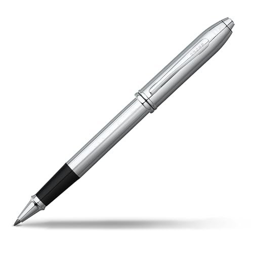 Cross Townsend Refillable Rollerball Pen Presented in a Luxury Gift Box - Medium Point, Black Ink, Lustrous Chrome - Image 1