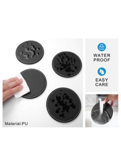ablieve PU Black Leather Coasters Set of 6 with Holder Coasters for Drinks Heat resistance Mats Coffee Coaster Protect Furniture  - Image 4