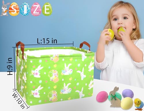 BOOHIT Large Easter Baskets for Kids Personalized Baby Girl Easter Basket Cute Teen Boy Spring Decor Flower Basket Bunny Egg - Image 3