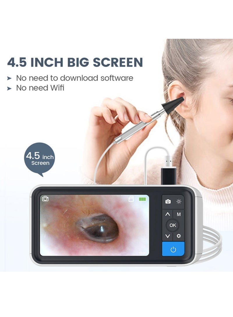 Ru syanl Digital Otoscope with Gyroscope 4.5 Inches Screen 3.9mm Ear Scope Camera with 6 Lights Earwax Removal Tool 32GB TF Card Supports Photo Snap and Video Recording  - Image 1
