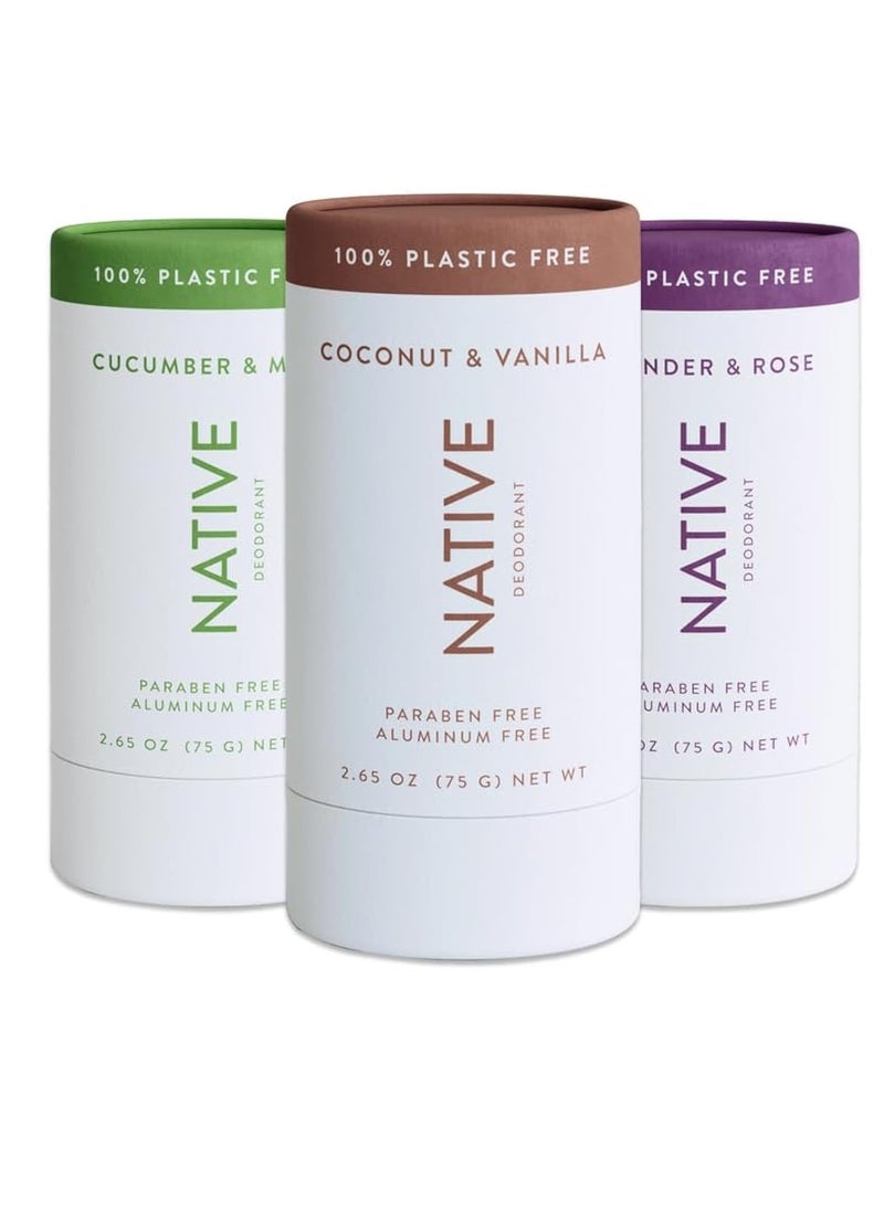 native Native Deodorant Contains Naturally Derived Ingredients, 72 Hour Odor Control | Deodorant for Women and Men, Aluminum Free with Baking Soda, Coconut Oil and Shea Butter | Classics Pack of 3  - Image 1