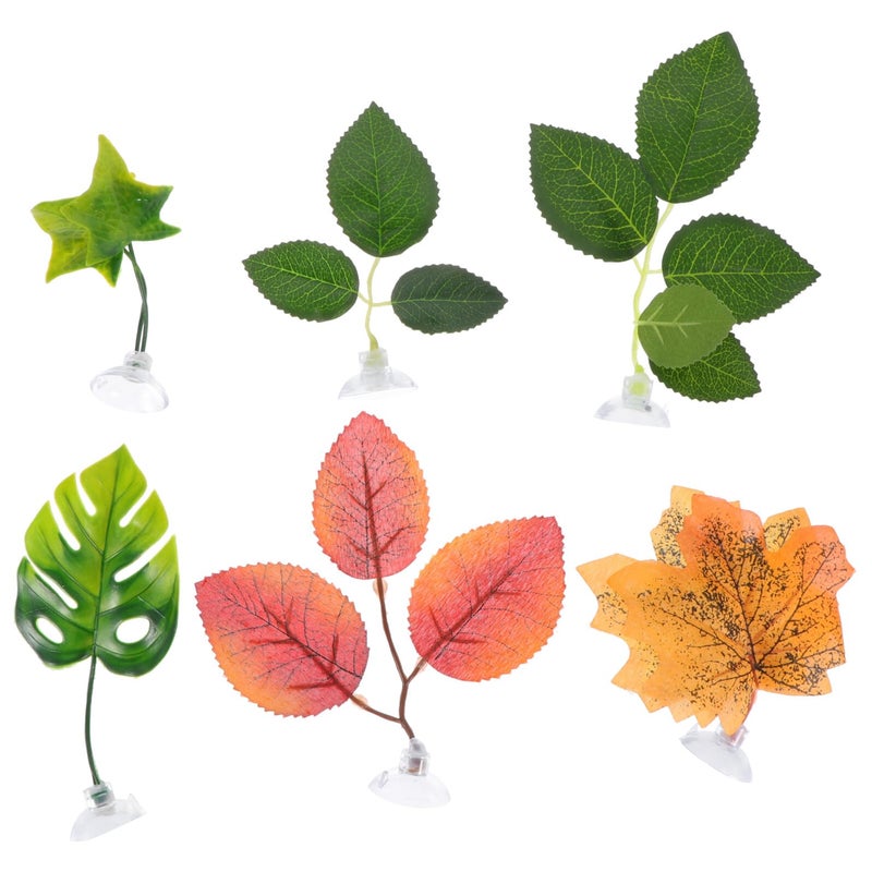 6pcs Betta Fish Tank Artificial Leaves Set with Wear Resistant Suckers Hammock Accessories - Image 2