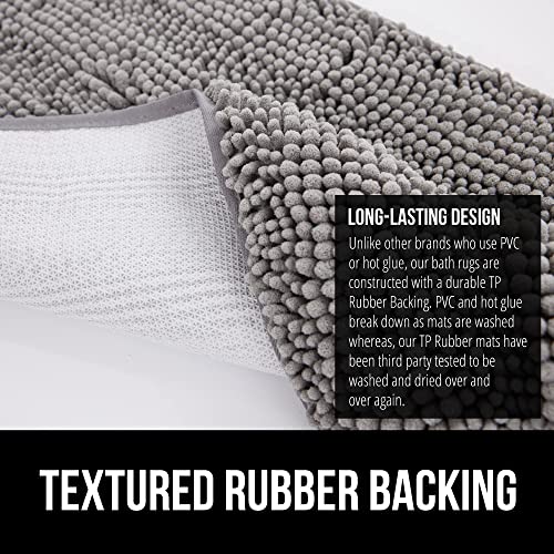 GORILLA GRIP Bath Rug Mat, Thick Soft Absorbent Chenille, Quick Dry Microfiber Mats, Rubber Backing Washable Shower Floor Rugs, Bathmat Runner, US Designed Bathroom Home Decor Accessories 24x17, Grey - Image 5