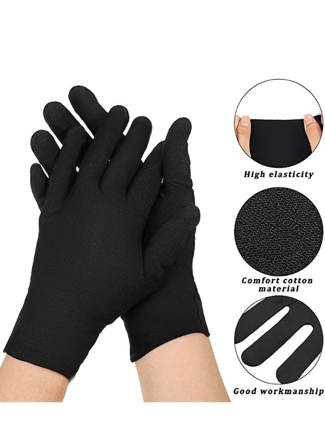 6 Pairs Black Cotton Gloves for Dry Hands and Eczema, Moisturizing SPA Gloves Reusable Liner Gloves for Serving Inspection Costume and Work Protection - Image 2