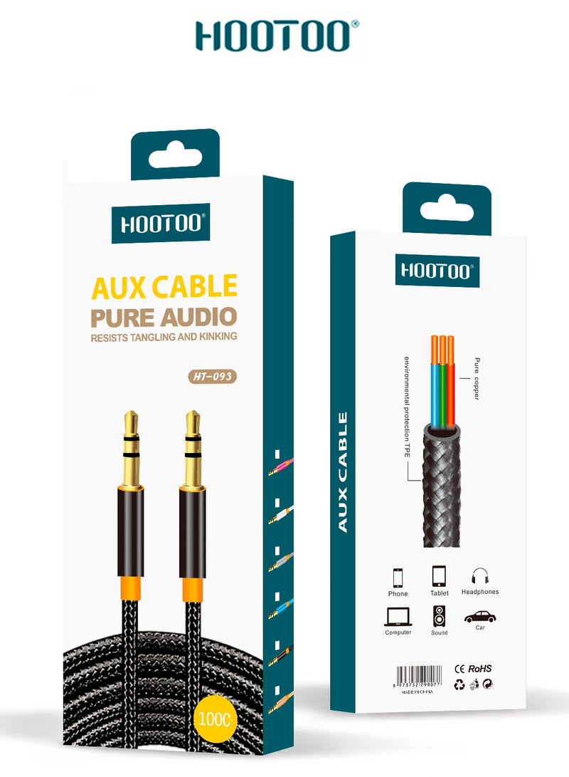 HooToo Original Aux to Aux 3.5 1M cable, strong cable for connecting the mobile phone to the car radio, made of cloth, clearer sound transmission.  - Image 2