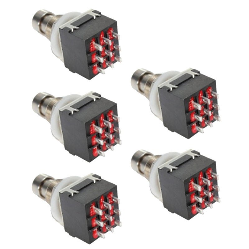 ESUPPORT Black 3PDT 9 Pins Box Stomp Guitar Effect Pedal Foot Switch True Bypass Metal Pack of 5 - Image 1