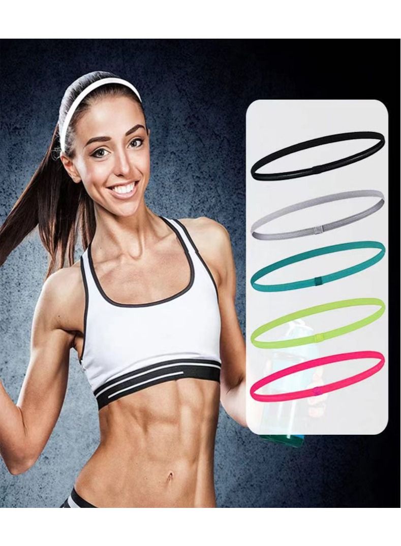4 Pieces Non-Slip Elastic Sport Headbands Yoga Hair Headbands for Women and Men - Image 3