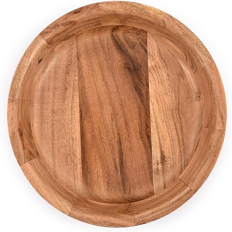Mu Natural Solid Wood Round Bowl, Acacia Fruit Plate, Restaurant Snack & Salad Bowl, Wholesale from Manufacturer - Image 3