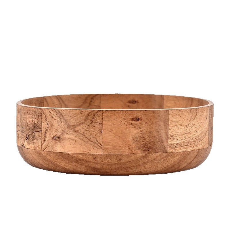 Mu Natural Solid Wood Round Bowl, Acacia Fruit Plate, Restaurant Snack & Salad Bowl, Wholesale from Manufacturer - Image 1