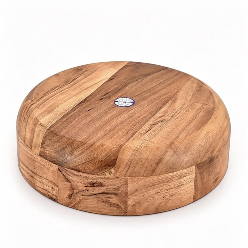 Mu Natural Solid Wood Round Bowl, Acacia Fruit Plate, Restaurant Snack & Salad Bowl, Wholesale from Manufacturer - Image 4