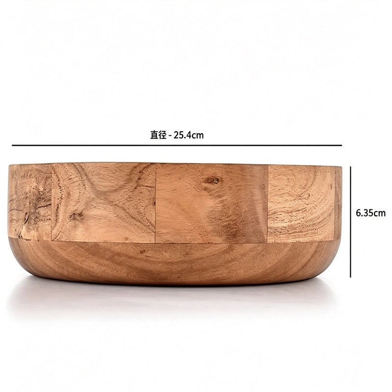 Mu Natural Solid Wood Round Bowl, Acacia Fruit Plate, Restaurant Snack & Salad Bowl, Wholesale from Manufacturer - Image 5