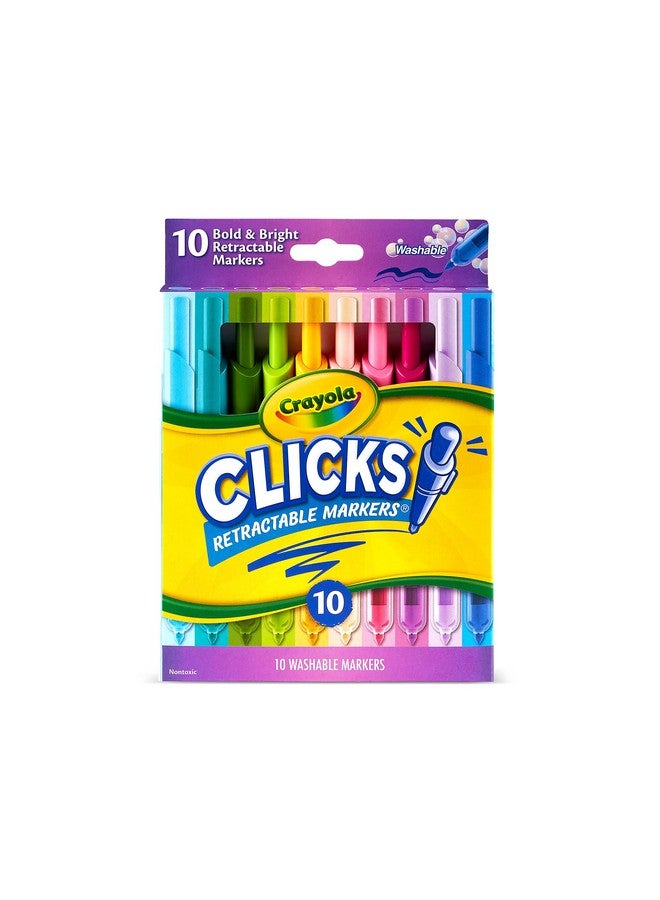Crayola Clicks Retractable Markers - Bold (10ct), No Dry Washable Markers for Kids, Click Markers for School, Must Have Coloring Supplies, Gifts - Image 1