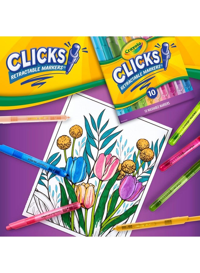 Crayola Clicks Retractable Markers - Bold (10ct), No Dry Washable Markers for Kids, Click Markers for School, Must Have Coloring Supplies, Gifts - Image 5
